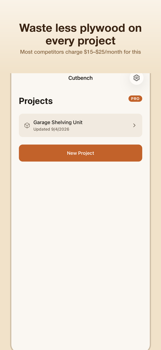 Cutbench project list